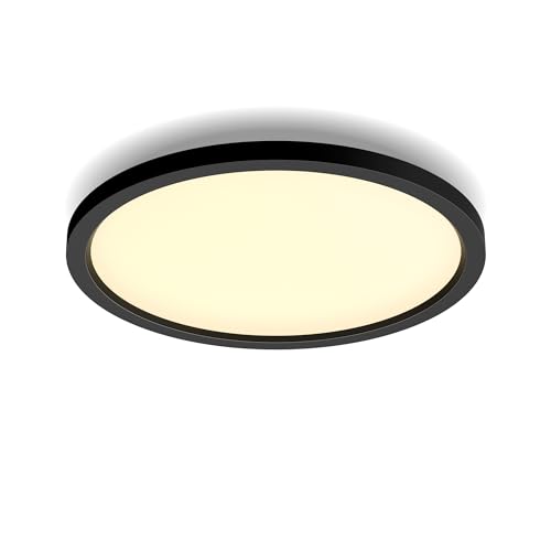 Philips Hue White Ambiance Aurelle, Plafoniera Smart Rotonda, Luce Bianca Da Calda A Fredda, Dimmerabile, 21W, Nero