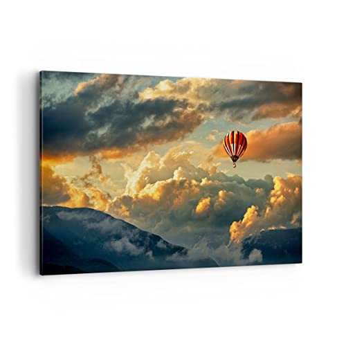 Quadri Moderni Soggiorno Nuvole Mongolfiera Volo Quadro Su Tela 120X80Cm Stampe Da Parete Camera Da Letto Cucina 1 Pezzo Wall Art Canvas Grandi Xxl De