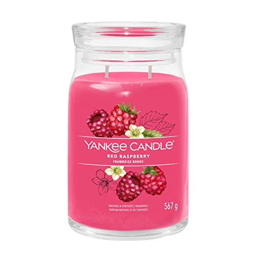 Yankee Candle Signature Candela Profumata, Lampone Rosso In Giara Grande, Candele Di Miscela Di Cera Di Soia Lunga Durata