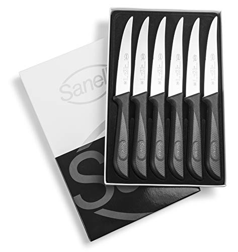 Sanelli Linea Skin, Confezione Coltelli Costata Mezzo Dentati 6 Pz.