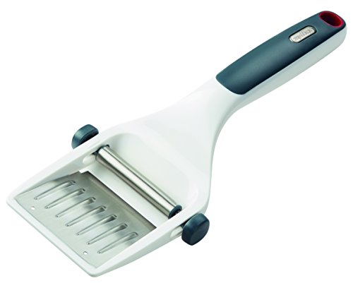 Zyliss E900036 Dial & Slice Affetta Formaggio, Plastica, Acciaio Inossidabile, Bianco, Grigio, Strumento Per Tagliare Il Formaggio Manuale, Lavabile I