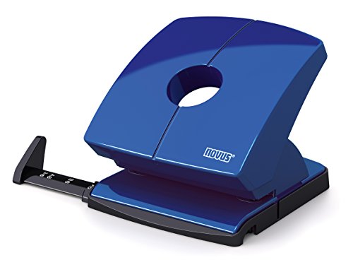 Novus 025 – 0616 Perforatore, Guida Di Scorrimento Con Formato Predefiniti, Interamente In Metallo Con Kunstoffummanteltem Oberteil, 30 Fogli, Blu