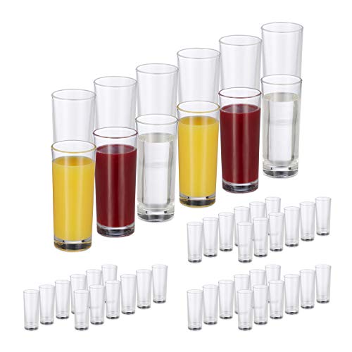 Relaxdays Set 12 Da Bicchieri, Per Cocktail Acqua Succhi, 300 Ml, Cilindrici, Lavabili In Lavastoviglie, Trasparente