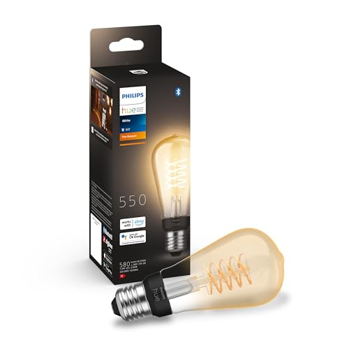 Philips Hue White Filament, Lampadina Led Smart A Filamento, Luce Bianca Calda, Dimmerabile, Attacco E27