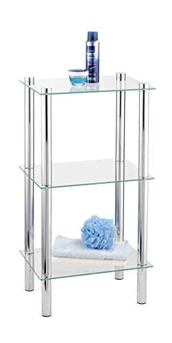 Wenko Exclusiv Scaffale Yago 3 Ripiani In Vetro - 3 Ripiani In Vetro, Acciaio Inossidabile, 40 X 74 X 30 Cm, Lucido
