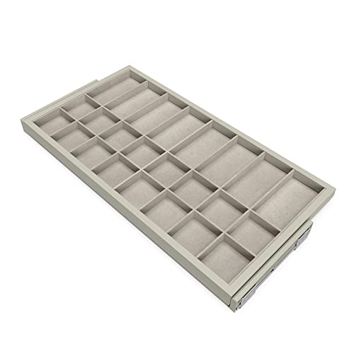 Emuca - Kit Cassetto Organizzatore E Telaio Con Guide A Chiusura Morbida Per Armadio, Regolabile, Modulo 900Mm, Grigio Pietra