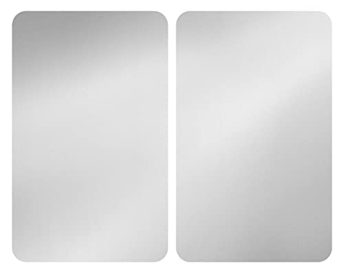 Wenko Coprifornelli Universali Argento - Set Di 2 Coprifornelli Per Tutti I Tipi Di Fornelli, Vetro Temperato, 30 X 1.8-5.5 X 52 Cm, Argento