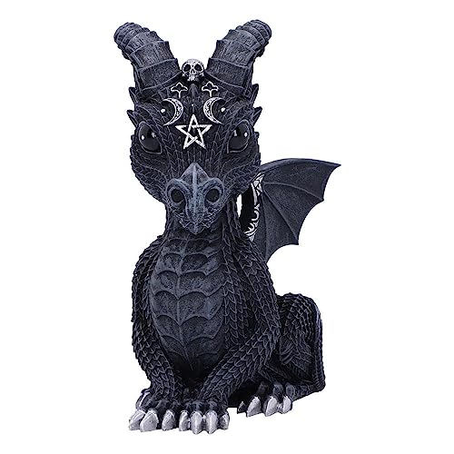 Nemesis Now Cult Cuties Lucifly - Statuetta Di Drago In Resina, Nera, 10,7 Cm, Motivo: Drago Con Corna Spaventosamente Adorabile, Dettagli In Argento,