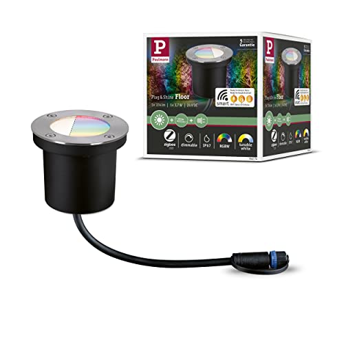 Paulmann 94274 Lampada Led Per Esterni Plug & Shine Zigbee Faretto Da Incasso A Pavimento Rgbw Incluso 1X3,7 Watt Dimmerabile Ip65 Argento Illuminazio