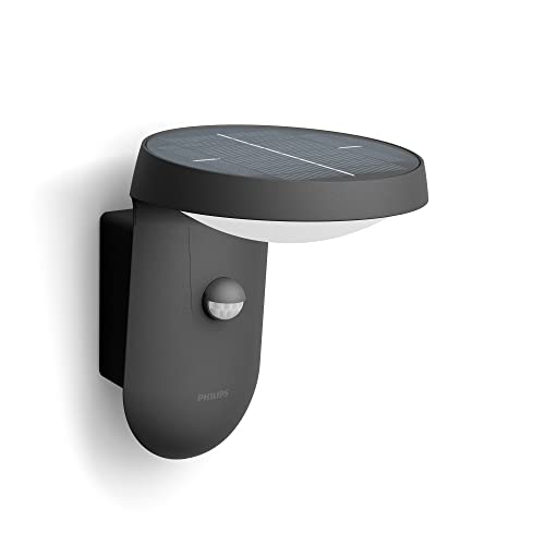 Philips Led Tyla, Lampada Da Parete Per Esterni A Energia Solare, Luce Naturale, Sensore Di Movimento Integrato, Ip44, 1.2W