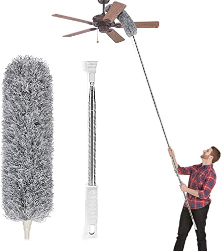 Estensibile Con Asta Telescopica In Acciaio Inox, In Microfibra, Con Scopa Angolare Pieghevole, Rimuove Facilmente Polvere E Ragnatele, Extra Lunga 78