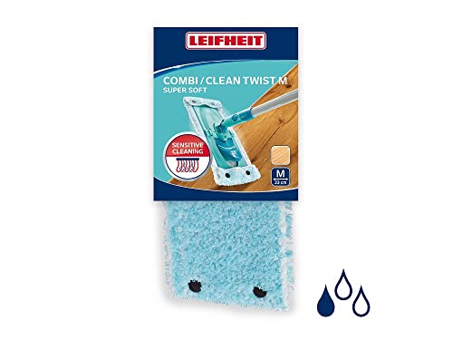 Leifheit Clean Twist M Super Soft Panno Pavimenti Sensibili, Panno Lavapavimenti In Fibre Speciali, Panno Ideale Per Laminati E Parquet Pulizia, Blu,