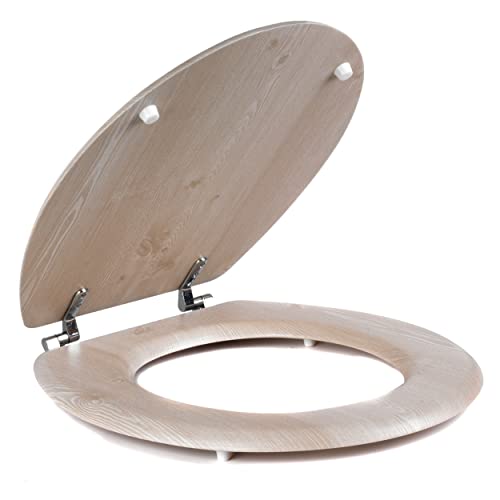 Beldray La033710Woak - Copriwater In Pvc Con Impiallacciatura, 46 Cm (18"), Quercia Bianca, Installazione Facile E Rapida, Sede Per Wc