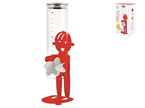 Home 9614603 Dispenser Cereali Sunrise, Vetro/Metallo, Rosso, Glass