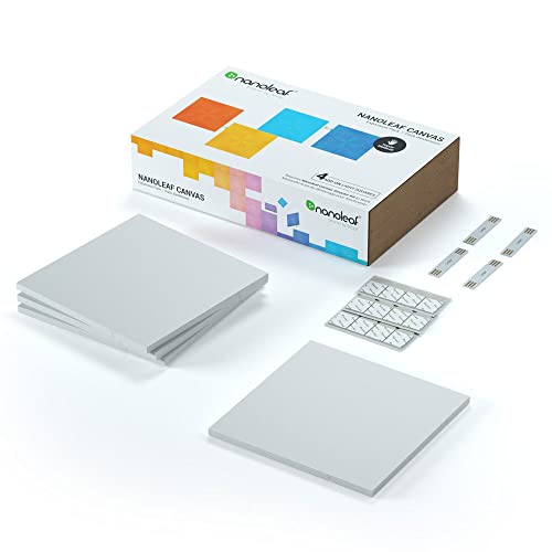 Nanoleaf Canvas Expansion Pack, 4 Quadrati Pannelli Led Aggiuntivi Rgbw - Applique Da Parete Interno Modulari, Luci Led 16M Colori Wifi, Funziona Con