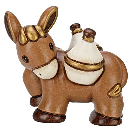 Thun® - Asinello Marrone Con Fiaschi - Statuine Presepe Classico - Ceramica - I Classici