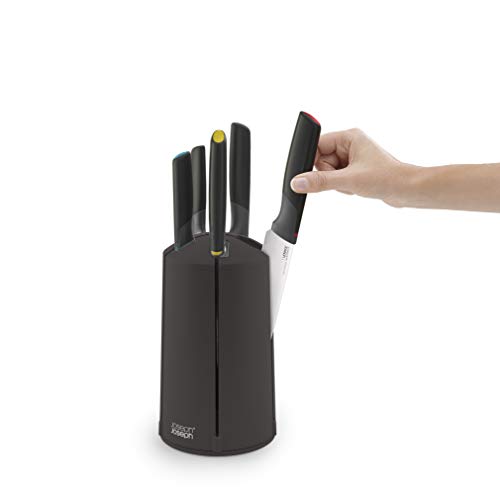 Joseph Joseph - Elevate Knives, Set Da 5 Coltelli In Acciaio Inossidabile Giapponese Con Ceppo Rotante - Colore: Nero