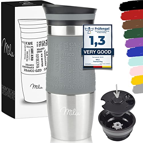 Milu Tazza Termica Da Viaggio Per Caffè 370Ml 450Ml - 100% A Prova Di Perdite - Isolata Tazza Di Caffè E Tè Da Portare Via Tazza Termica Da Bere In Ac