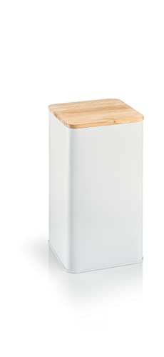 Tescoma 900840 Barattolo In Latta Per Alimenti, Contenitore Metallo Con Coperchio In Bamboo, 10 X 10 X 18,5 Cm