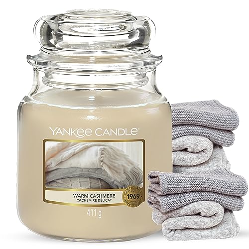 Yankee Candle Candela Profumata In Giara Media | Caldo Cashmere | Durata Fino A 75 Ore