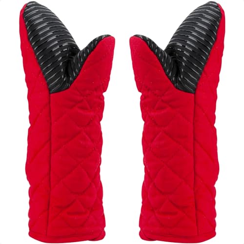 Guanto Da Forno Anticalore,Guanti Da Forno Resistenti Al Calore Guanti Da Cucina Professionale Per Barbecue Grigliate Cottura,Oven Gloves Set,Cotone A
