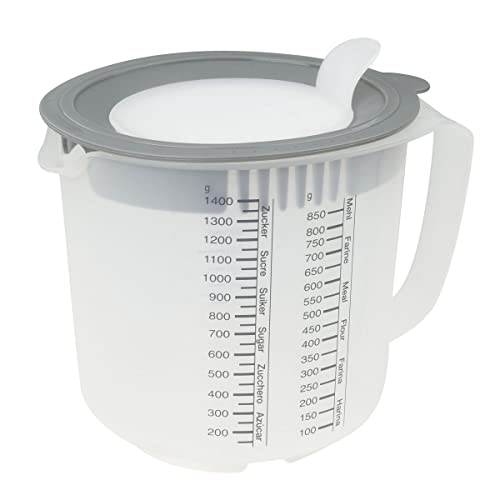 Dr.Oetker 1802 Cups And Bowls Brocca Graduata Con Coperchio, Plastica, Trasparente/Grogio