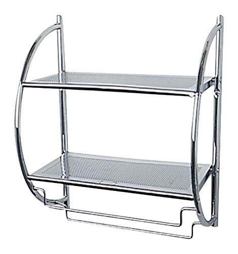 Wenko Exclusiv Scaffale A Parete - 2 Ripiani, 2 Aste Porta Asciugamani Mobili, Acciaio, 45.5 X 54.5 X 26 Cm, Cromo