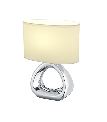 Reality Leuchten R50841089 Giza, Lampada Da Tavolo, Ceramica, E27, Argento, 15 X 24 X 34.5 Cm, Argento/Bianco, 15 X 24 X 34.5 Cm, E27
