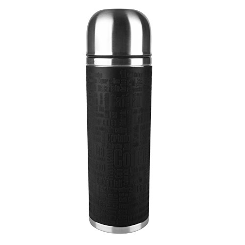 Emsa Senator Bottiglia Termica Con Chiusura Safe Loc Con Fascia In Silicone, Acciaio, Nero