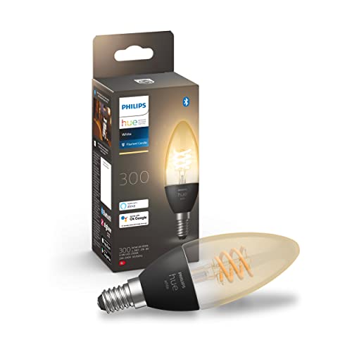 Philips Hue White Lampadina Smart Led Smart, Bluetooh, E14, 4.5W, Dimmerabile, Luce Bianca Calda, Nero