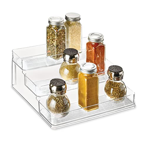 Idesign Organizer Cucina, Grande Scaffale Cucina A 3 Ripiani In Plastica, Pratico Porta Spezie Anche Per Cibi Conservati E Barattoli, Trasparente