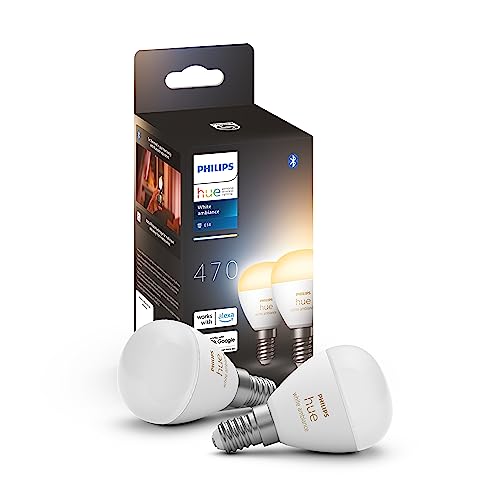 Philips Hue White Ambiance Luster, 2 Lampadine Sferiche Smart, Luce Bianca Da Calda A Fredda, 5.1W, Dimmerabile, Bianco