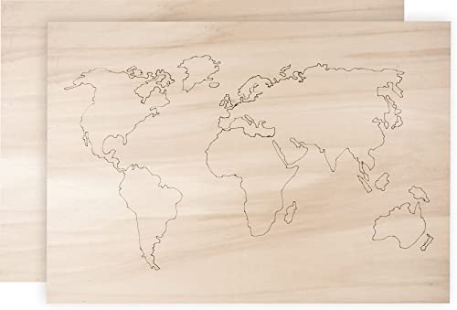 Rayher Legno Della Mappa Del Mondo, Marrone, 42 X 29,7 X 0,4 Cm, 62810000
