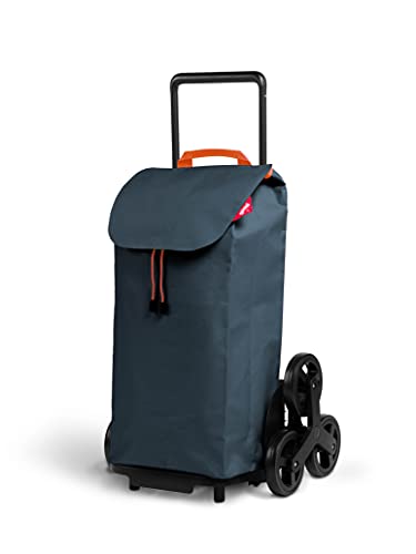 Gimi Tris, Carrello Portaspesa Per Salire Le Scale, Capienza Da 52 L, 6 Ruote, Sacca In Poliestere Xxl, Grigio, 13 X 34.5 X 95.5 Cm 3.02 Kg