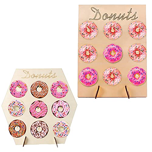 2 Pezzi Donut Display, Espositore Di Ciambella, Donut Display Stand, Espositore Donut, Supporto Ciambelle In Legno, 2 Forme, Per Decorazione Della Cia
