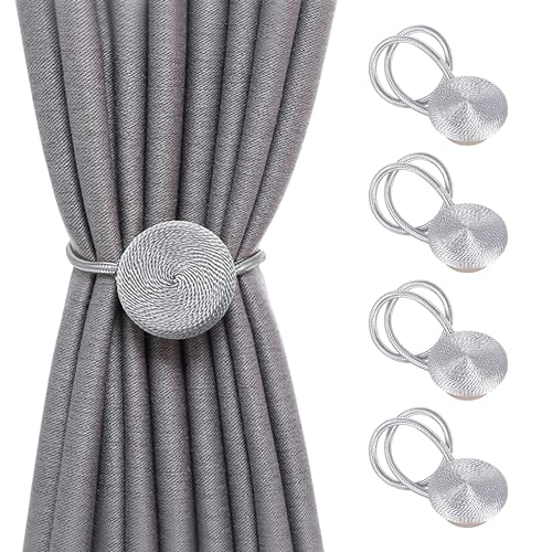 Spdycess 4 Pezzi Fermatende Magnetici Per Tenda 40Cm Corda Per Tende Tieback Fibbia Per Tende - Cravatta Per Tende Tie Band Intrecciata Fibbia In Tieb