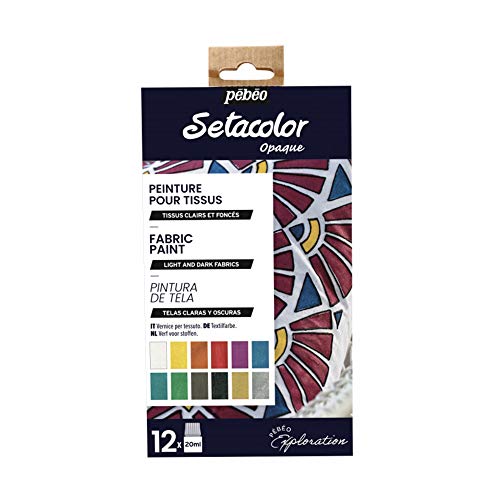 Pebeo Setacolor Set Principianti Kit Pittura Tessuti, Colori Effetto Marezzato Moiré-12 Flaconi, 20 Ml (Confezione Da 12), 240 Unità