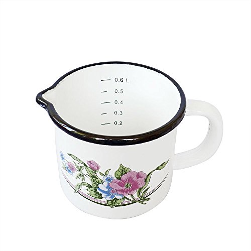 Krüger Karl Bollitoio Da Latte In Ferro Smaltato, Motivo Venezia, Diverse Misure, Colore Interno/Esterno Bianco 10 Cm