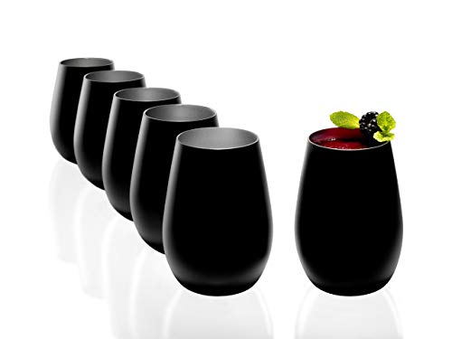 Stölzle Lausitz Bicchieri Elements 465Ml Nero & Argento I Set Di 6 Bicchieri I Set Di Bicchieri Lavabili In Lavastoviglie I Infrangibili I Bicchieri U