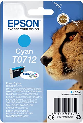 Epson Cartuccia D'Inchiostro T071, Gruppo T0712, Capacità: 5,5 Ml, Ciano