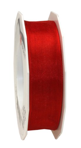 Präsent Nastro Con Bordo In Organza, Rosso, 25Mm-25M, 25 Unità