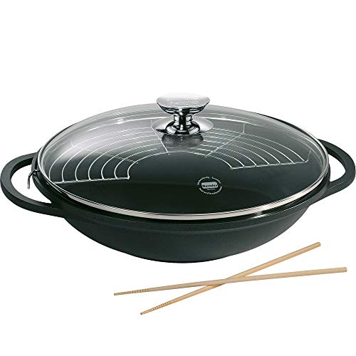 Berndes Vario Click Induction Wok Con Coperchio 32 Cm, Alluminio Pressofuso, Argento