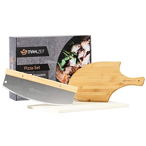 Mahlzeit Set Pizza 3 Pezzi | 40 X 30 Cm | Pietra Per Pizza Con Paletta E Coltello Per Pizza | Pietra Per Pizza Per Forno E Grill | Set Di Accessori Pe