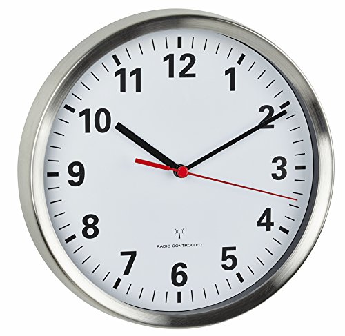 Tfa Dostmann - Orologio Da Parete Radiocontrollato Con Meccanismo Silenzioso Sweep, In Alluminio E Vetro, 220 X 45 X 220 Mm, Colore: Bianco