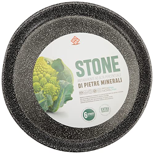 Home Stampo Pizza Antiaderente Stone Tondo Cm28 Utensili Da Cucina, Pietra, Antracite, 28 Cm