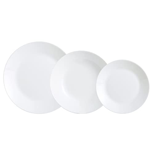 Arcopal Luminarc Zelie Servizio Tavola 18 Pezzi, Opale, Bianco