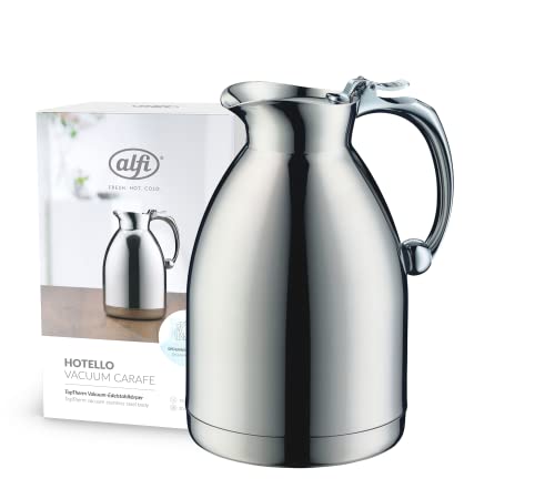 Alfi Hotello 1,0L, Caraffa Isolante Con Doppia Parete In Acciaio, Tiene Caldo Per 4 Ore, Freddo Per 6 Ore, Coperchio Apribile Con Una Mano, Senza Plas