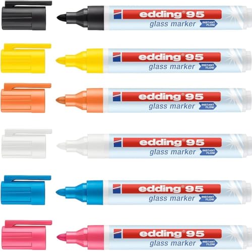 Edding Cucina, Nero, Bianco, Giallo, Arancione, Rosa, Azzurro, 6 Pz, 6 Unità