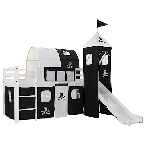 Vidaxl Letto A Castello Con Scivolo E Scala Letto A Soppalco Cameretta Per Bambini Con Resistente Comoda Solida Stile Da Favola In Pino 97X208Cm