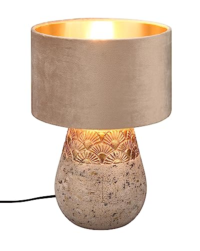 Reality, Lampada Tavolo, Kiran 1Xe27, Max.60,0 W Tessuto, Beige, Finitura: Ceramica, Grigio Ø:26,0Cm, A:38,0Cm Interruttore Su Cavo,Ip20,Senza Illumin